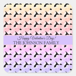 Valentijnsdag Party Hearts Rainbow Pattern Vierkante Sticker