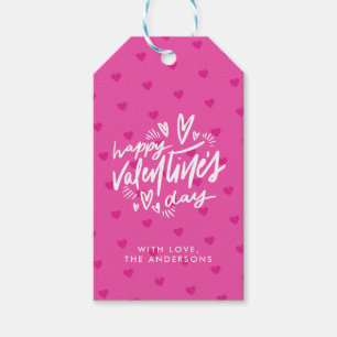 Valentijnsdag Party Hot Pink Hearts Cadeaulabel
