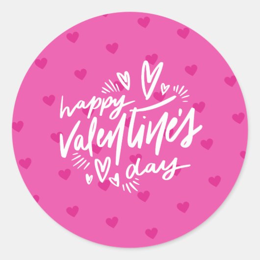 Valentijnsdag Party Hot Pink Hearts Ronde Sticker (Voorkant)