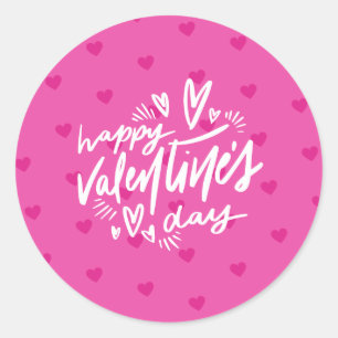 Valentijnsdag Party Hot Pink Hearts Ronde Sticker