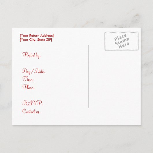 Valentijnsdag Party Invitation Briefkaart (Achterkant)