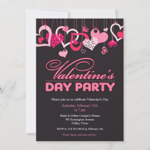 Valentijnsdag Party Invitation Flat Kaart