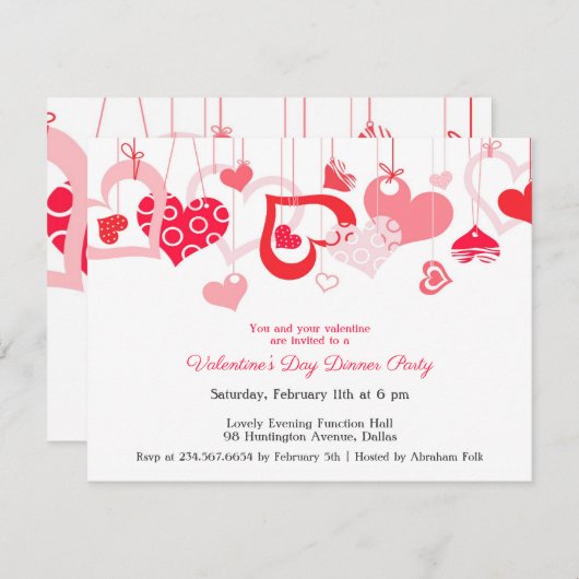 Valentijnsdag Party Invitation Flat Kaart (Voorkant / Achterkant)