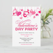 Valentijnsdag Party Invitation Flat Kaart (Staand voorkant)