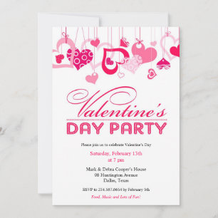 Valentijnsdag Party Invitation Flat Kaart