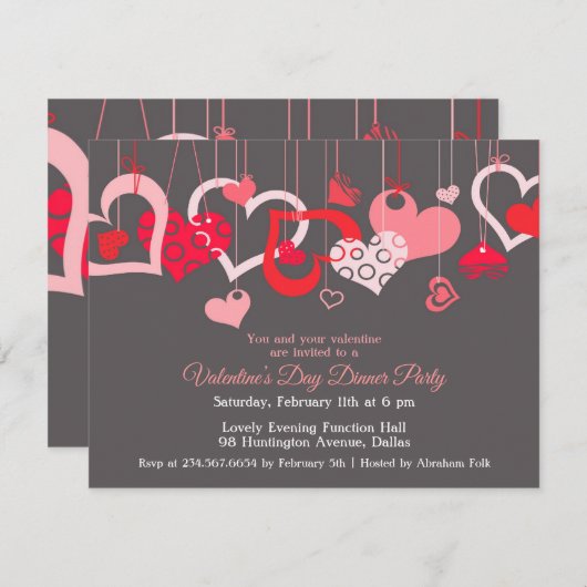 Valentijnsdag Party Invitation Flat Kaart (Voorkant / Achterkant)