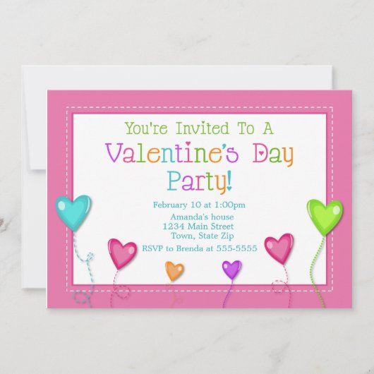 Valentijnsdag Party Invitation, Kind Heart Kaart (Voorkant)