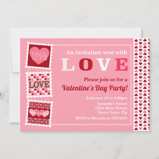 Valentijnsdag Party Invitation, Kind Heart Kaart (Voorkant)