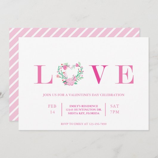 Valentijnsdag Party Invitation Love Galentine Kaart (Voorkant / Achterkant)