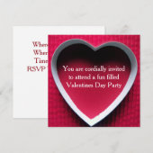 Valentijnsdag Party Invitation Red Heart Design Kaart (Voorkant / Achterkant)