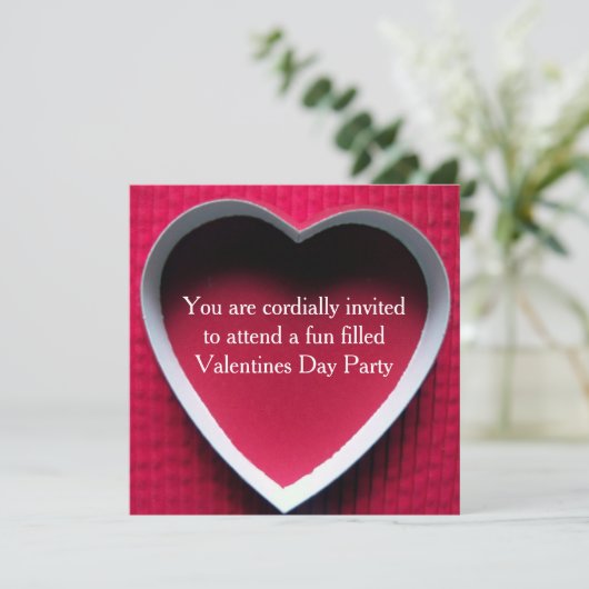 Valentijnsdag Party Invitation Red Heart Design Kaart (Staand voorkant)