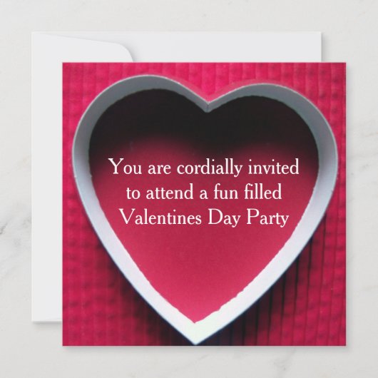 Valentijnsdag Party Invitation Red Heart Design Kaart (Voorkant)