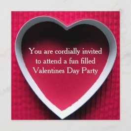 Valentijnsdag Party Invitation Red Heart Design Kaart