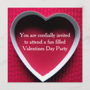 Valentijnsdag Party Invitation Red Heart Design Kaart