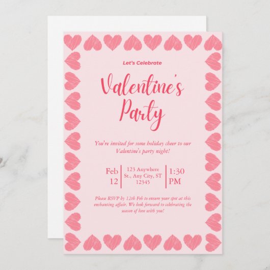 Valentijnsdag Party Kaart (Voorkant / Achterkant)