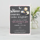 Valentijnsdag Party Late Night Owl thema Kaart (Staand voorkant)