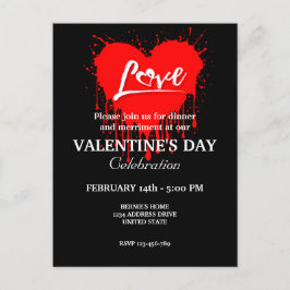 VALENTIJNSDAG PARTY MET ROOD HART LIEFDE BRIEFKAART