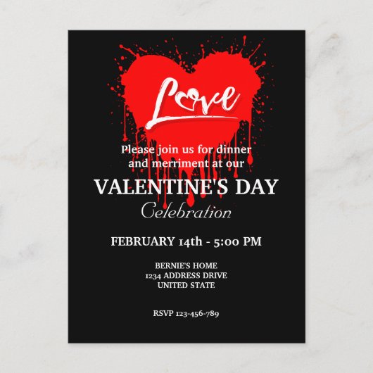 VALENTIJNSDAG PARTY MET ROOD HART LIEFDE BRIEFKAART (Voorkant)