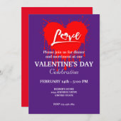 VALENTIJNSDAG PARTY MET ROOD HART LIEFDE KAART (Voorkant / Achterkant)