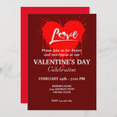 VALENTIJNSDAG PARTY MET ROOD HART LIEFDE KAART (Voorkant / Achterkant)