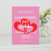 VALENTIJNSDAG PARTY MET TWEE HART IN ROZE KAART (Staand voorkant)