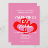 VALENTIJNSDAG PARTY MET TWEE HART IN ROZE KAART (Voorkant / Achterkant)