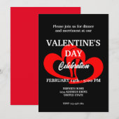 VALENTIJNSDAG PARTY MET TWEE HART IN ROZE KAART (Voorkant / Achterkant)