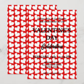 VALENTIJNSDAG PARTY MET WITTE HARTEN IN ROOD KAART (Voorkant / Achterkant)
