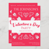 Valentijnsdag Party Modern Hearts Kaart (Voorkant / Achterkant)