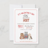 Valentijnsdag Party Owl Threaditation Kaart (Voorkant)