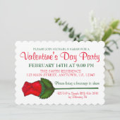 Valentijnsdag Party Red Long Stemmed Roos Love Kaart (Staand voorkant)