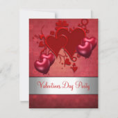 Valentijnsdag Party Red Love Heart-ballonnen Kaart (Voorkant)