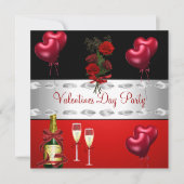 Valentijnsdag Party Red Roses ballonnen Kaart (Voorkant)