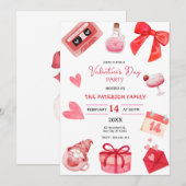 Valentijnsdag Party rood en roze Kaart (Voorkant / Achterkant)