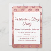 Valentijnsdag Party Roos Gold Lips Kusjes Kaart (Voorkant)