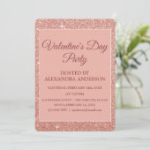 Valentijnsdag Party Roos Gold Sparkle & Glitter Kaart (Staand voorkant)