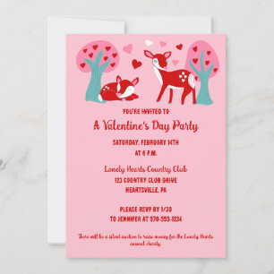 Valentijnsdag Party roze Cute Deer Kaart