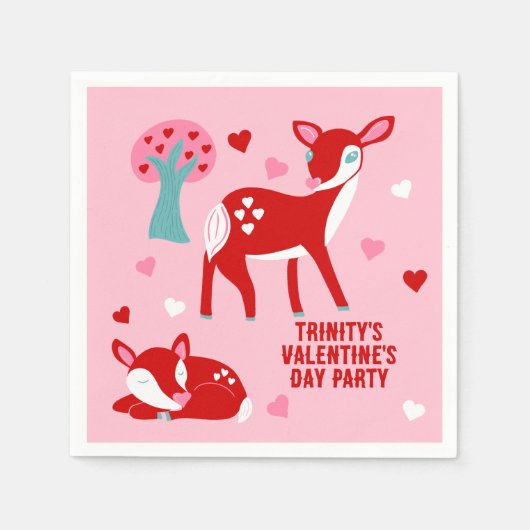 Valentijnsdag Party roze Cute Deer Servet (Voorkant)