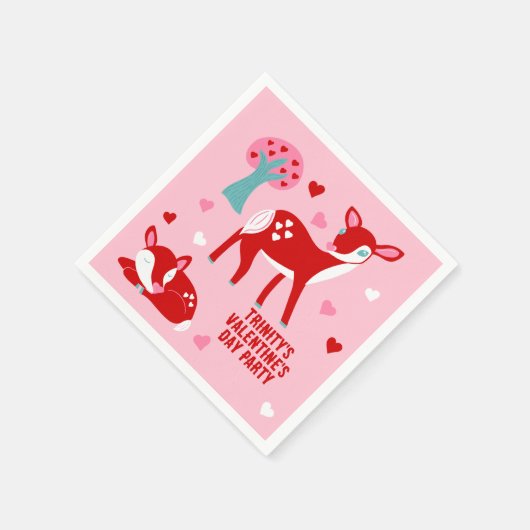 Valentijnsdag Party roze Cute Deer Servet (Hoek)