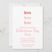 Valentijnsdag Party Roze en Rode typografie Kaart (Voorkant)