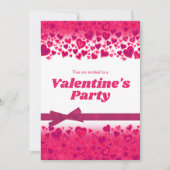 Valentijnsdag party roze harten en boog kaart (Voorkant)