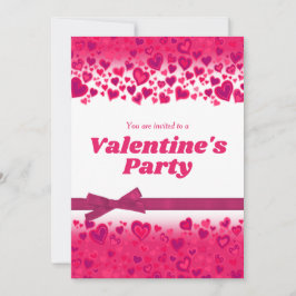 Valentijnsdag party roze harten en boog kaart