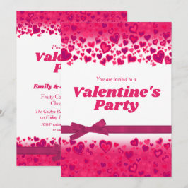 Valentijnsdag party roze harten en boog kaart