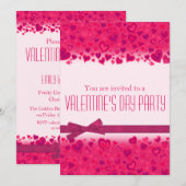 Valentijnsdag party roze harten uitnodiging (Voorkant / Achterkant)