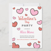 Valentijnsdag Party Roze Rode Harten Kaart (Voorkant)