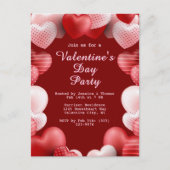 Valentijnsdag Party Roze & Rode Liefde Harten Feestdagenkaart (Voorkant)