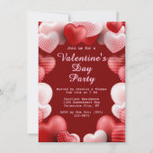 Valentijnsdag Party Roze & Rode Liefde Harten Kaart (Voorkant)