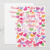 Valentijnsdag Party Waterverf Kleurrijke Harten Kaart (Voorkant / Achterkant)