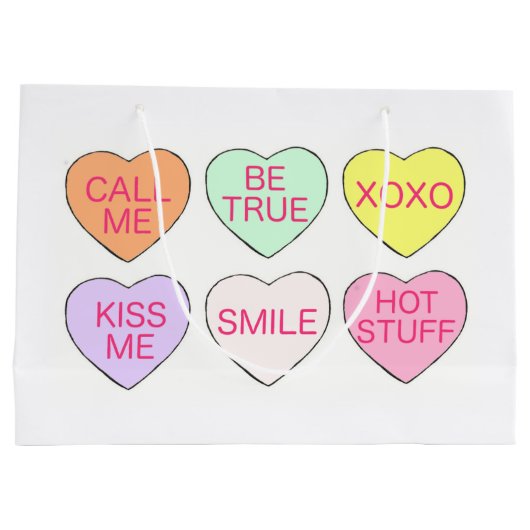 Valentijnsdag Pastel Conversation Heart Snoep Groot Cadeauzakje (Achterkant)