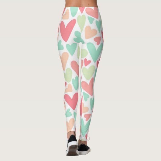 Valentijnsdag Pastel Hearts Leggings (Achterkant)